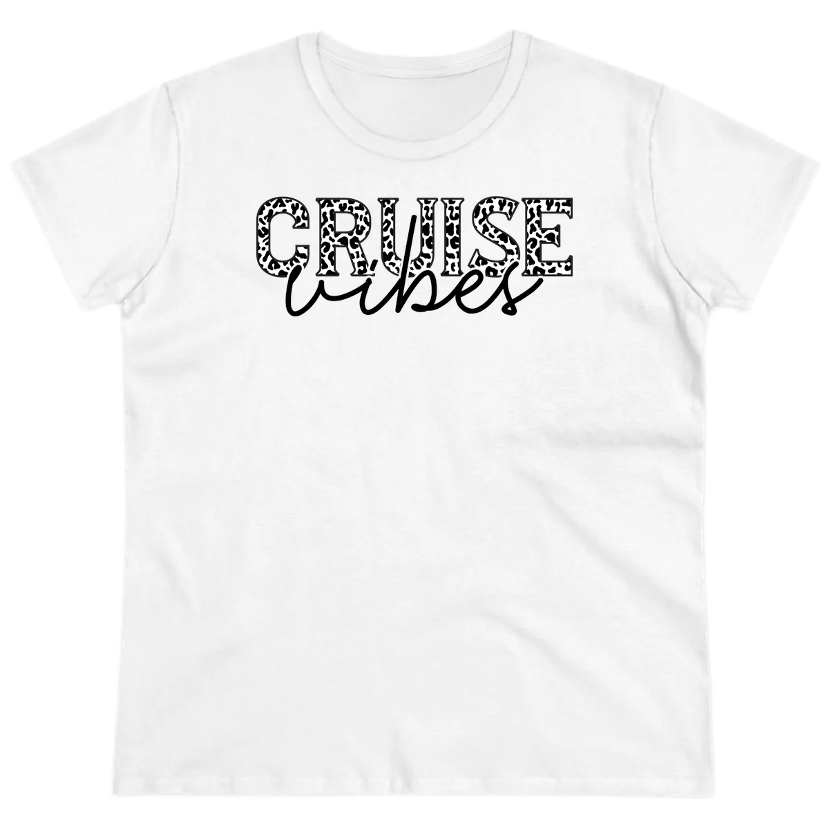 Cruise Vibes Leopard Print Ladies Tee in White