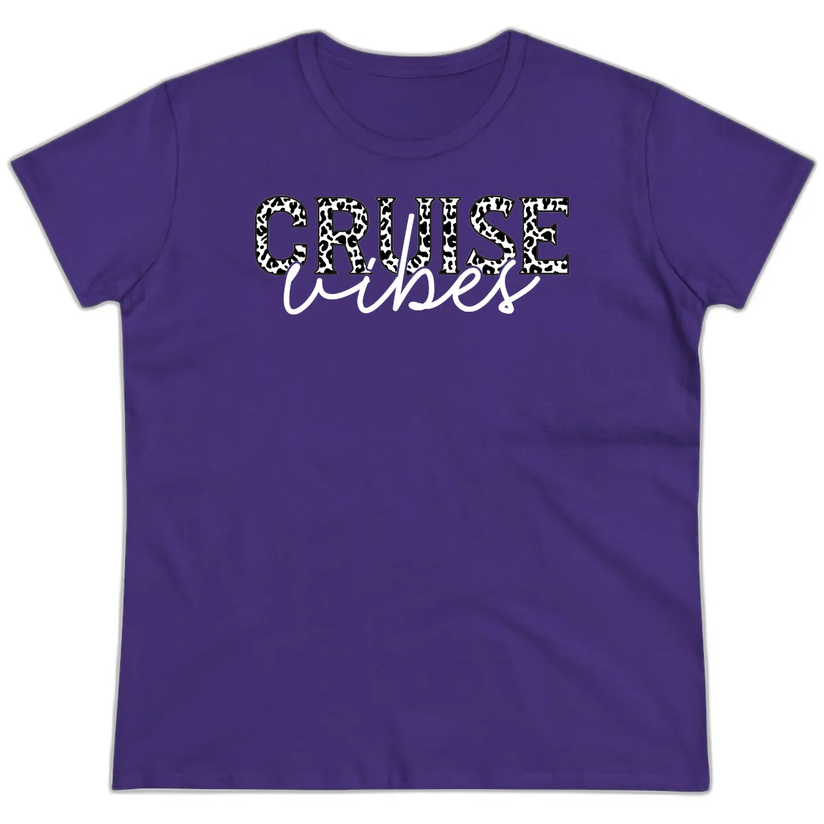 Cruise Vibes Leopard Print Ladies Tee in Purple