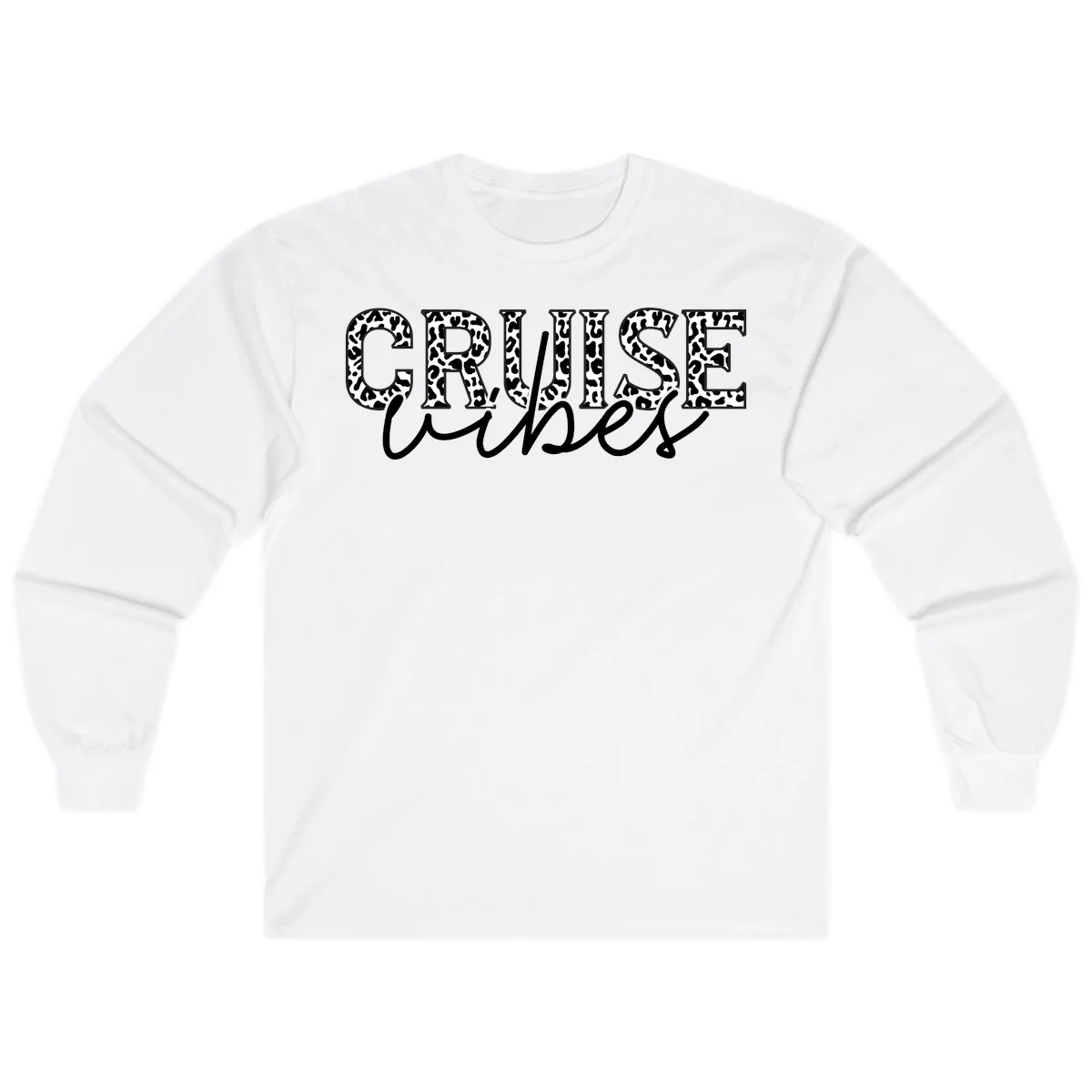 Cruise Vibes Leopard Print Long Sleeve T-Shirt in White