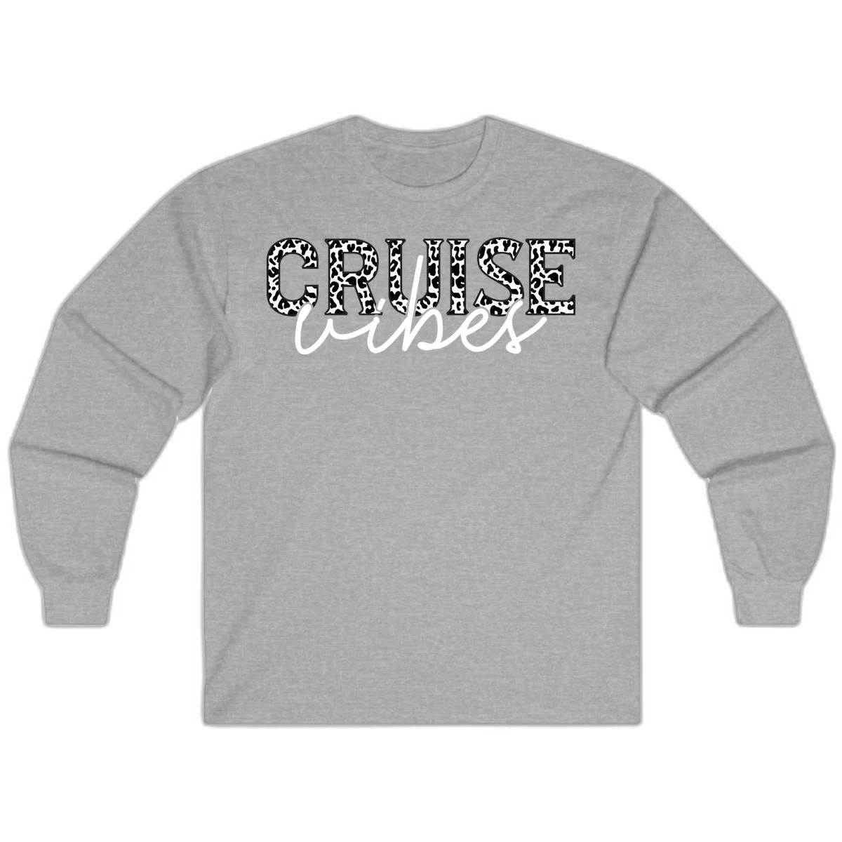 Cruise Vibes Leopard Print Long Sleeve T-Shirt in Sport Grey