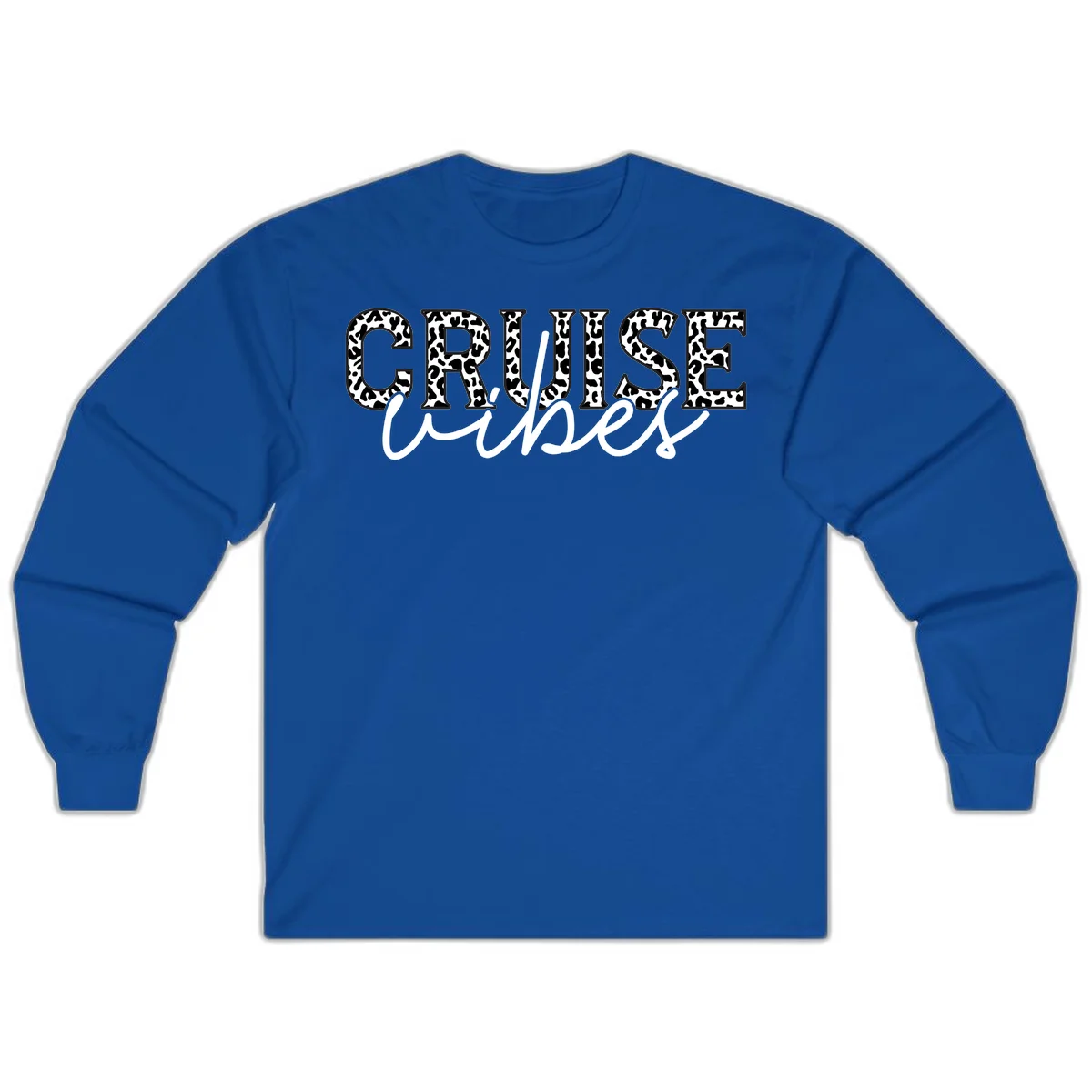 Cruise Vibes Leopard Print Long Sleeve T-Shirt in Royal