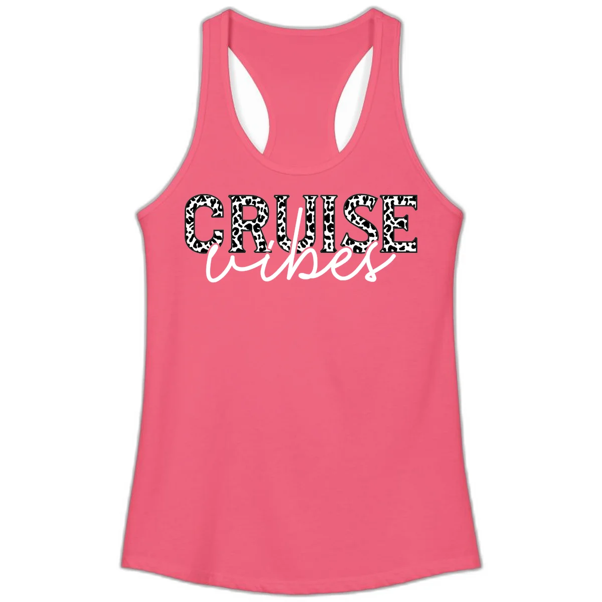 Cruise Vibes Leopard Print Ladies Tank Top in Hot Pink
