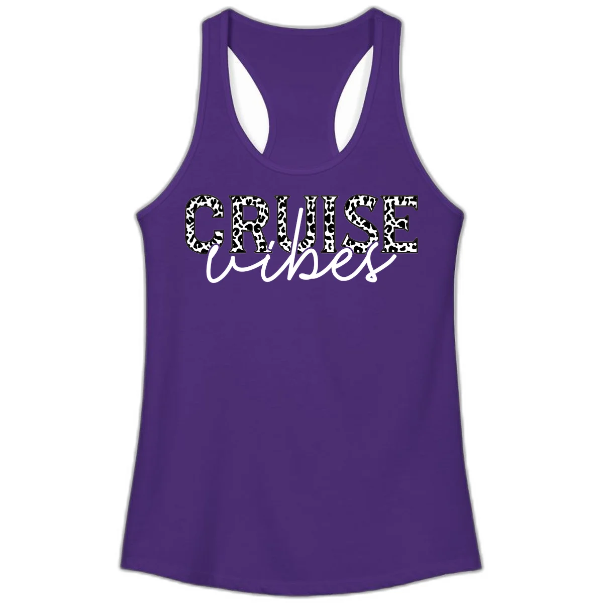 Cruise Vibes Leopard Print Ladies Tank Top in Solid Purple Rush