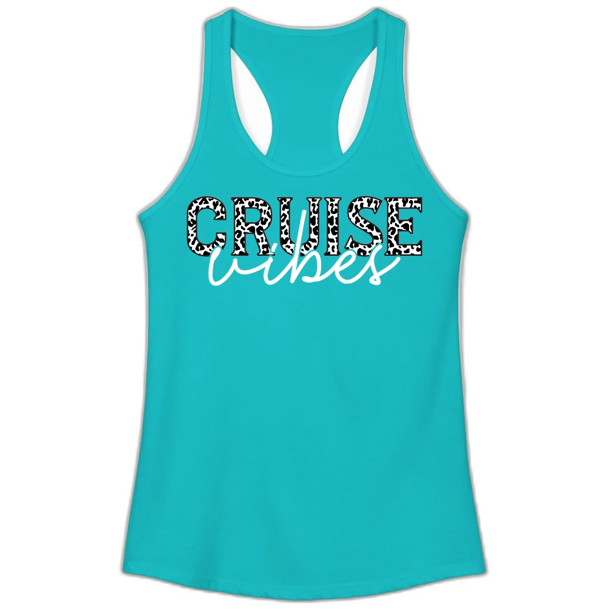 Cruise Vibes Leopard Print Ladies Tank Top in Tahiti Blue