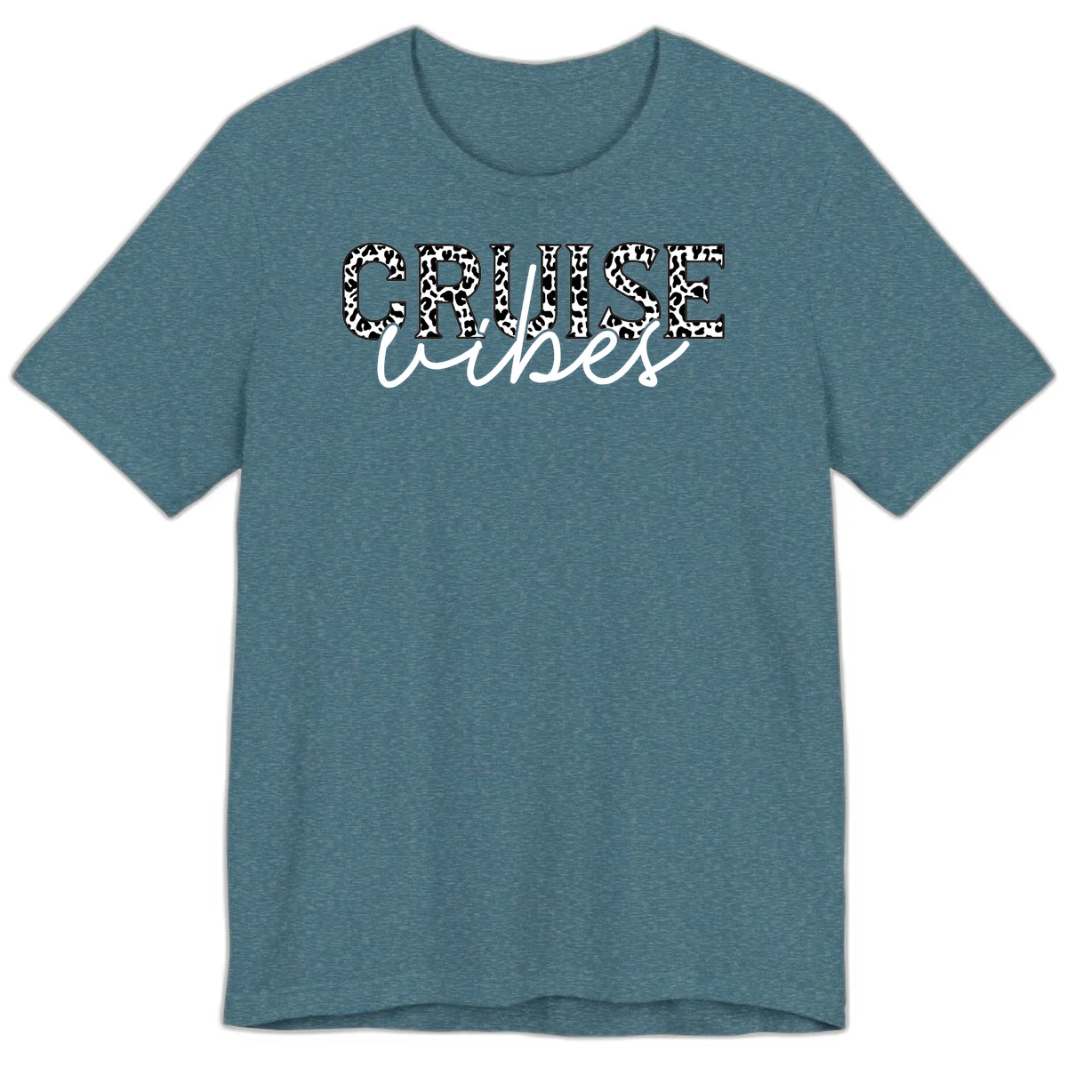 Cruise Vibes Leopard Print Premium T-Shirt in Heather Deep Teal