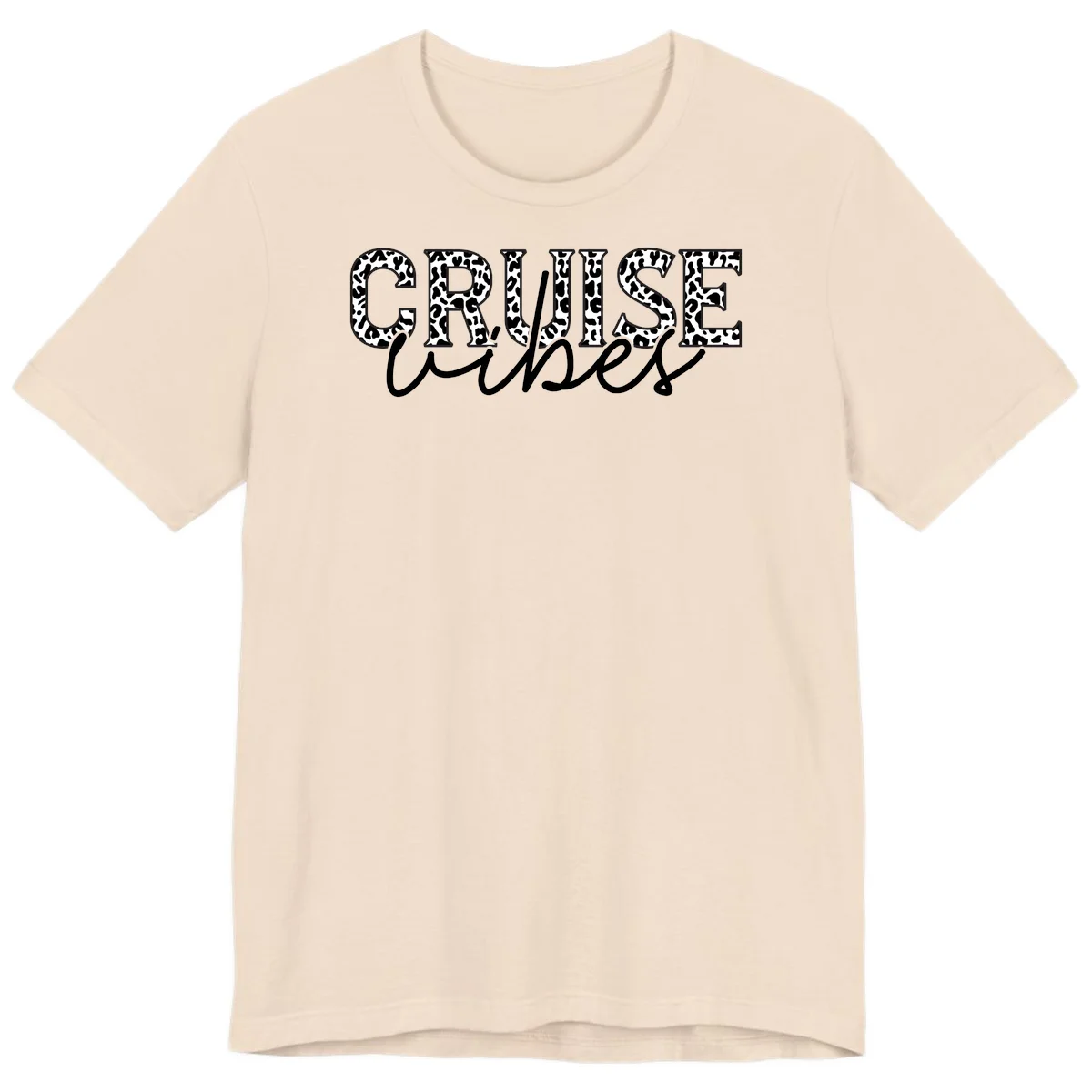 Cruise Vibes Leopard Print Premium T-Shirt in Soft Cream