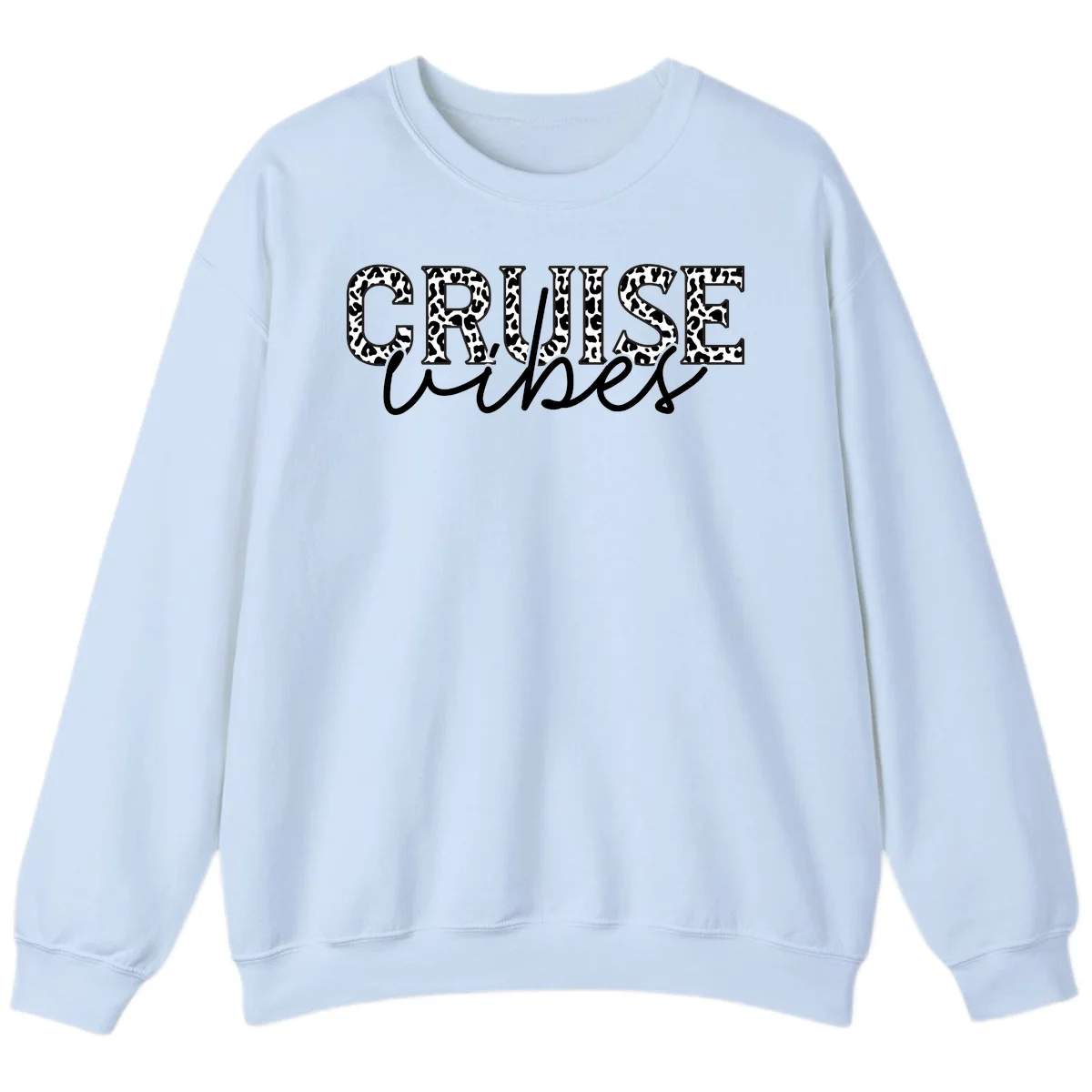 Cruise Vibes Leopard Print Sweatshirt in Light Blue