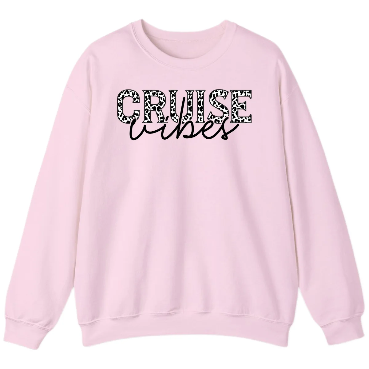 Cruise Vibes Leopard Print Sweatshirt in Light Pink