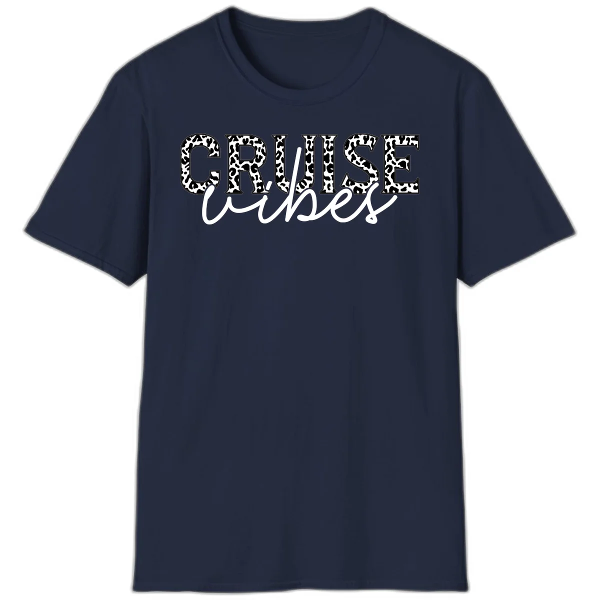 Cruise Vibes Leopard Print T-Shirt in Navy