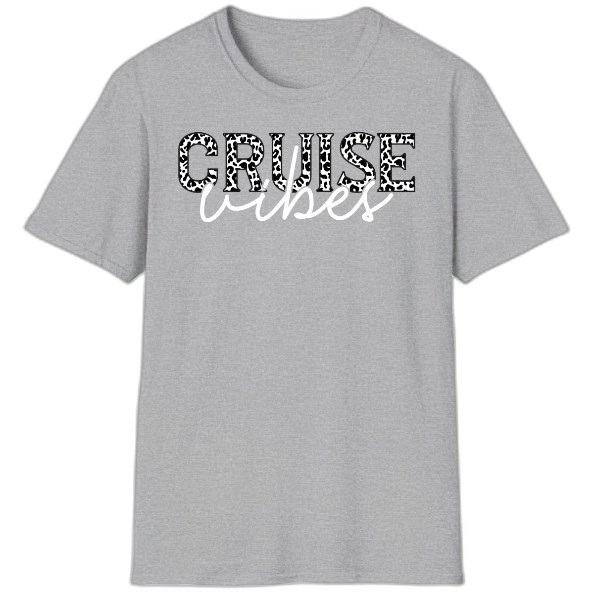 Cruise Vibes Leopard Print T-Shirt in Sport Grey