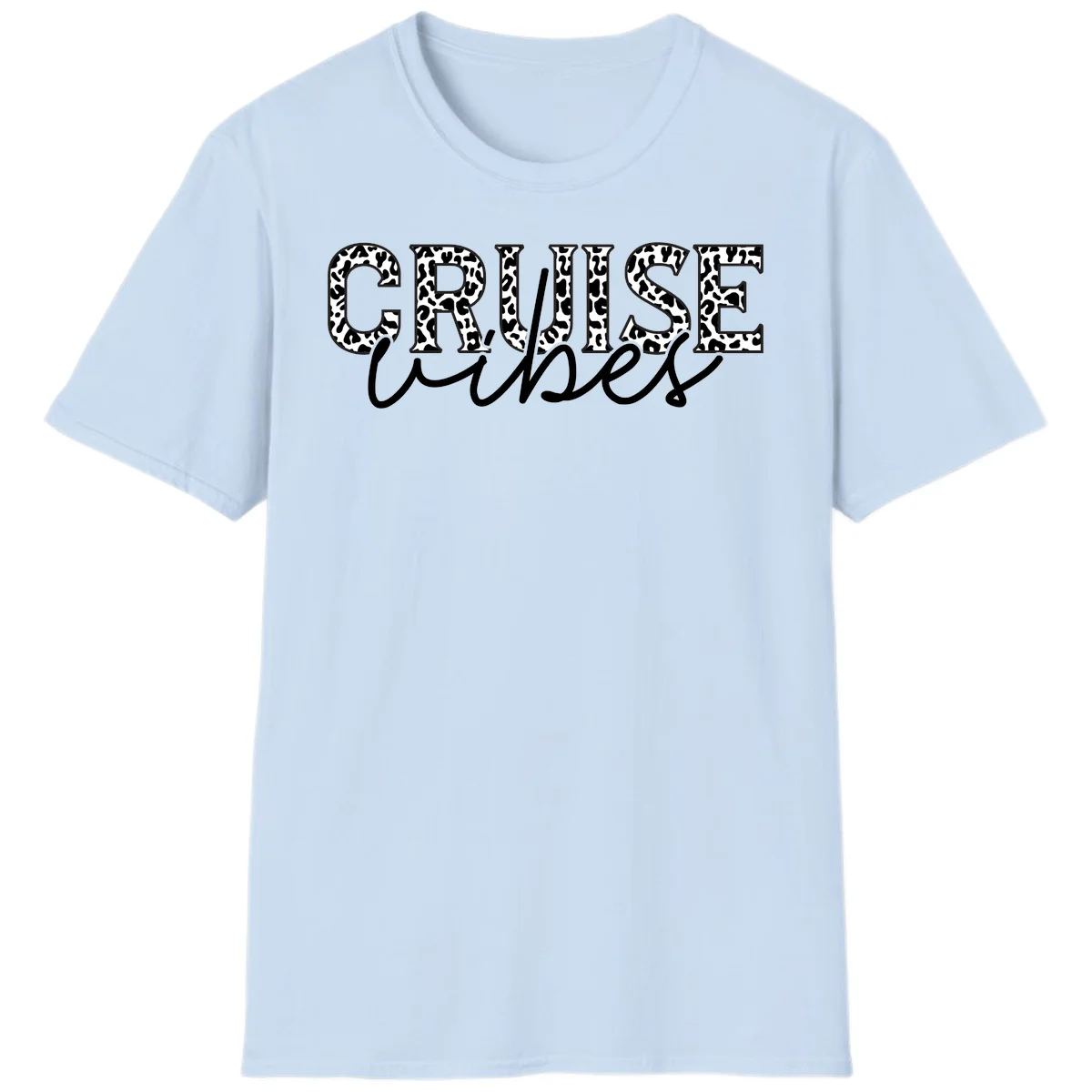 Cruise Vibes Leopard Print T-Shirt in Light Blue