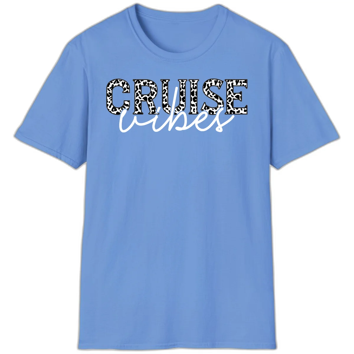 Cruise Vibes Leopard Print T-Shirt in Carolina Blue