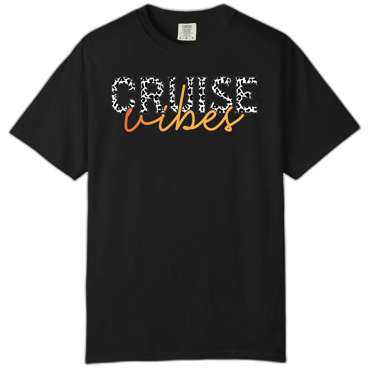 Cruise Vibes Leopard Print Comfort Color T-Shirt in Black