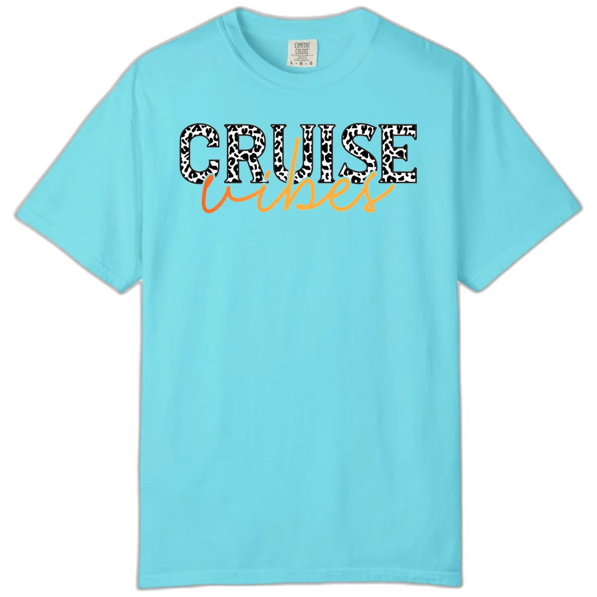 Cruise Vibes Leopard Print Comfort Color T-Shirt in Lagoon Blue