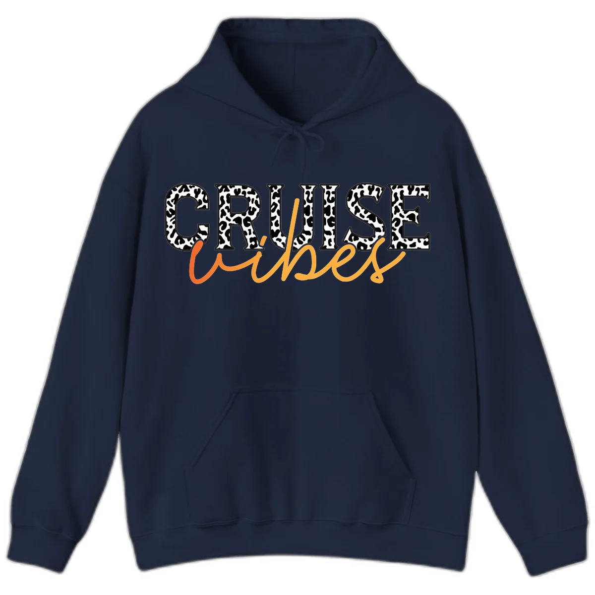 Cruise Vibes Leopard Print Hoodie in Navy
