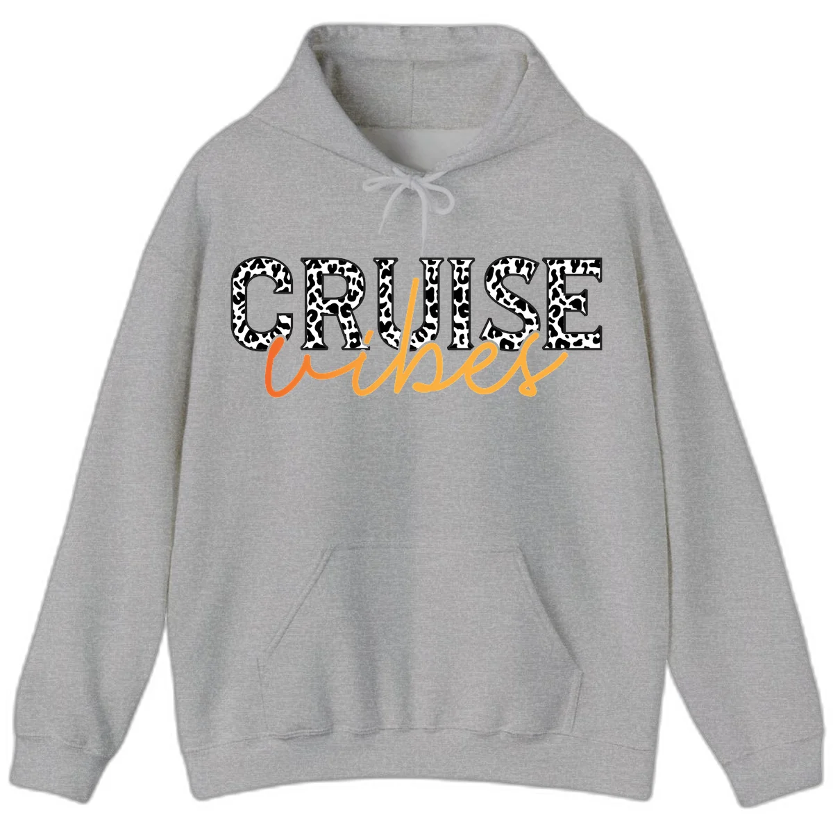 Cruise Vibes Leopard Print Hoodie in Sport Grey