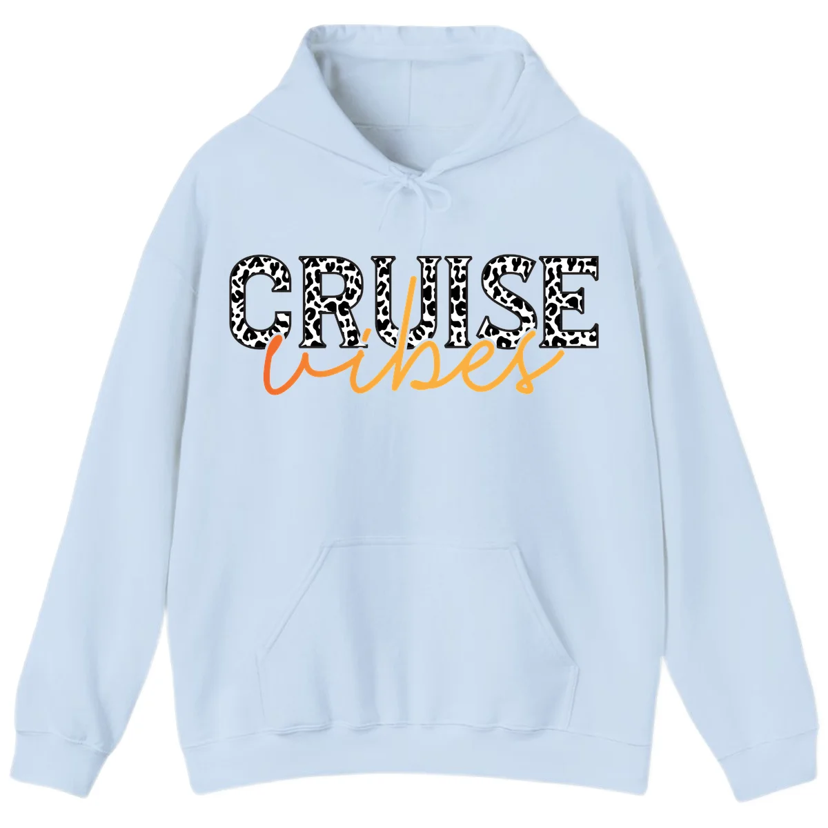 Cruise Vibes Leopard Print Hoodie in Light Blue