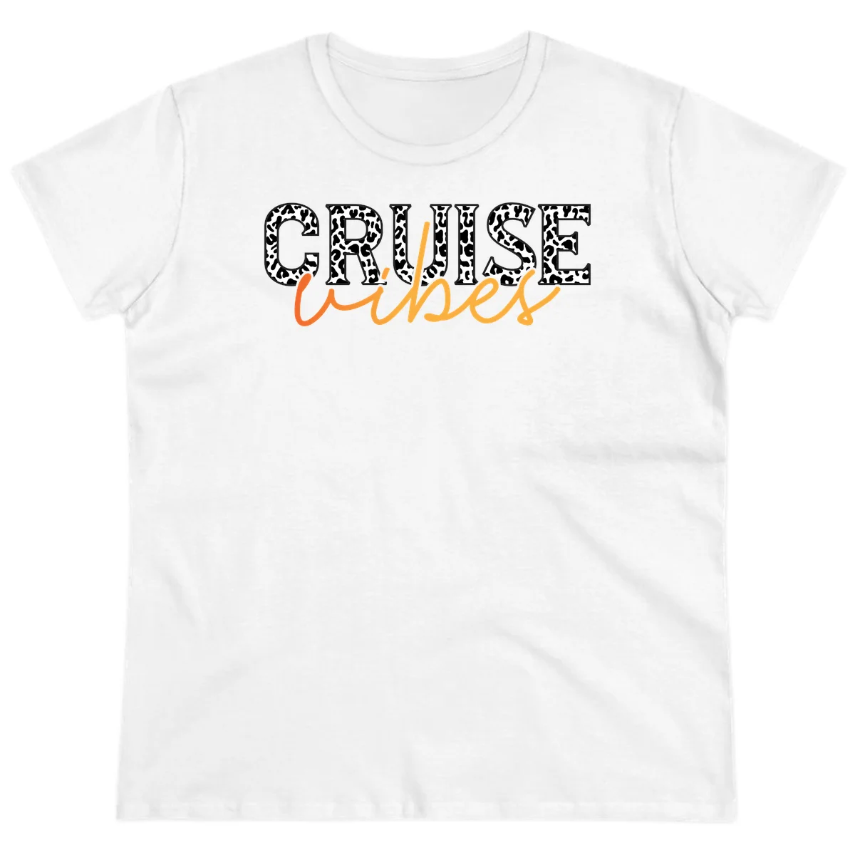 Cruise Vibes Leopard Print Ladies Tee in White