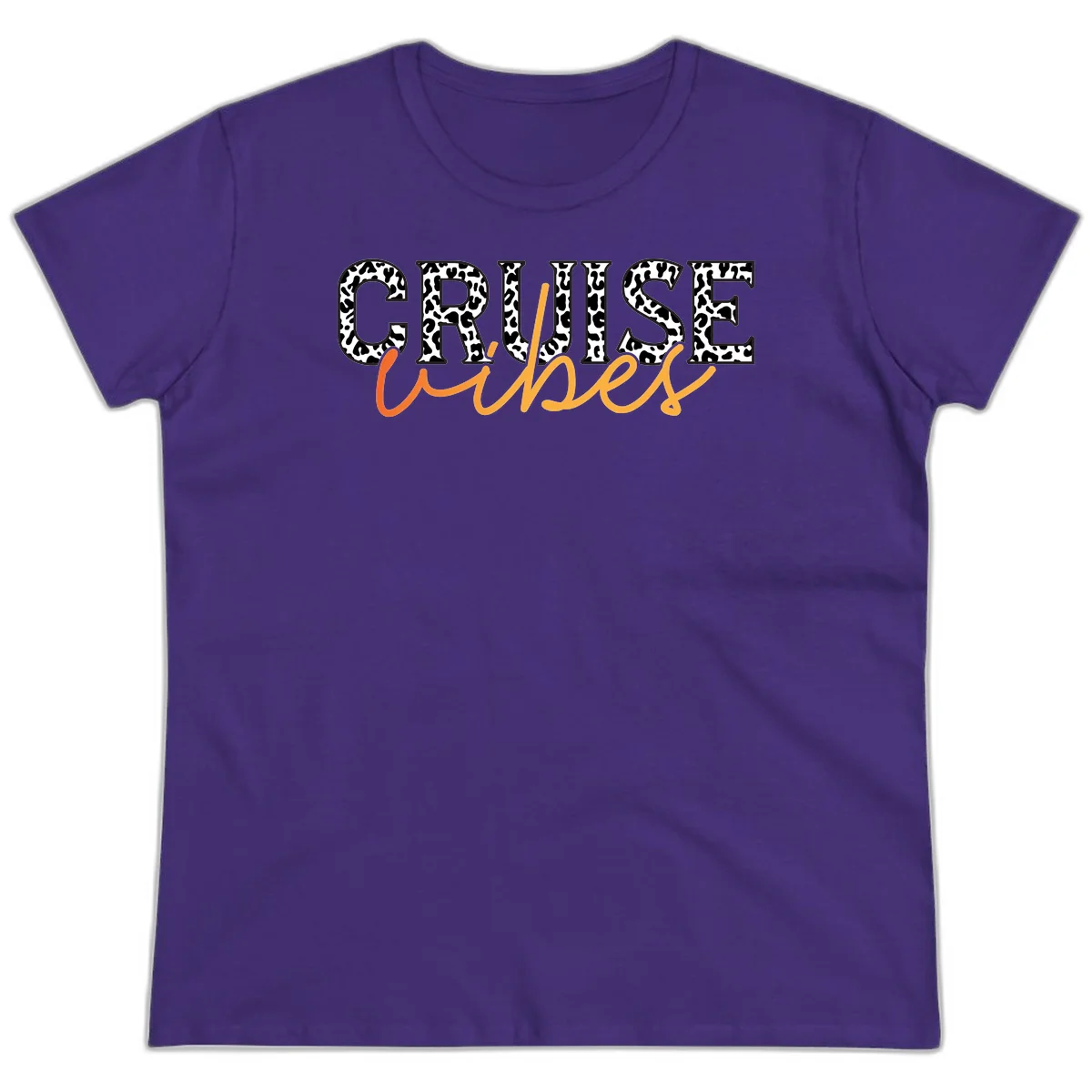 Cruise Vibes Leopard Print Ladies Tee in Purple