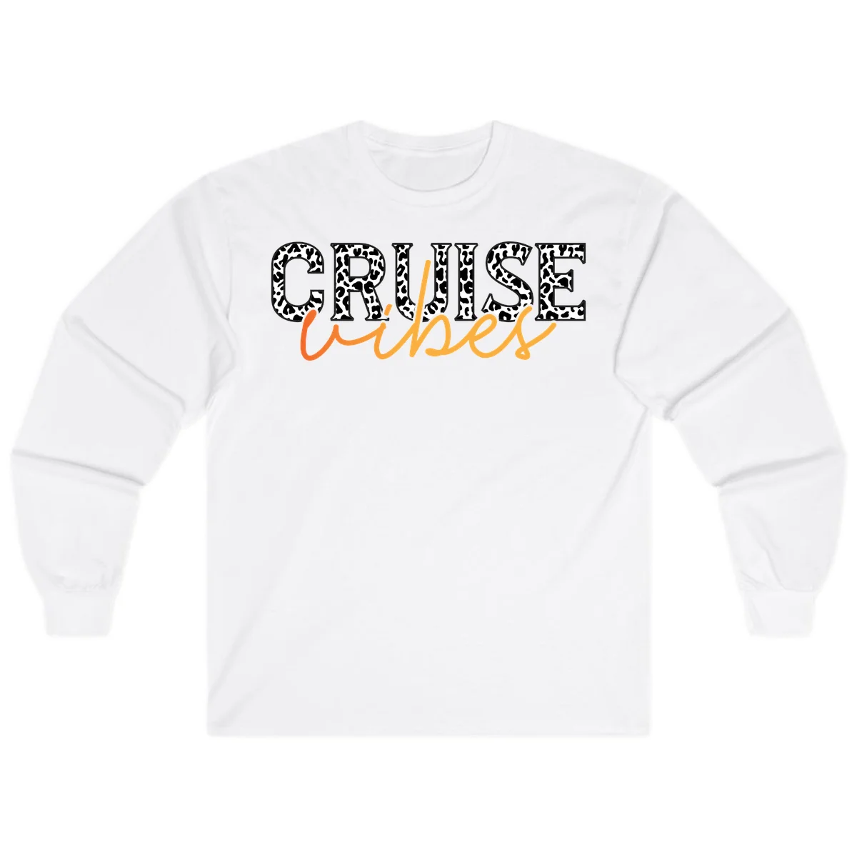 Cruise Vibes Leopard Print Long Sleeve T-Shirt in White