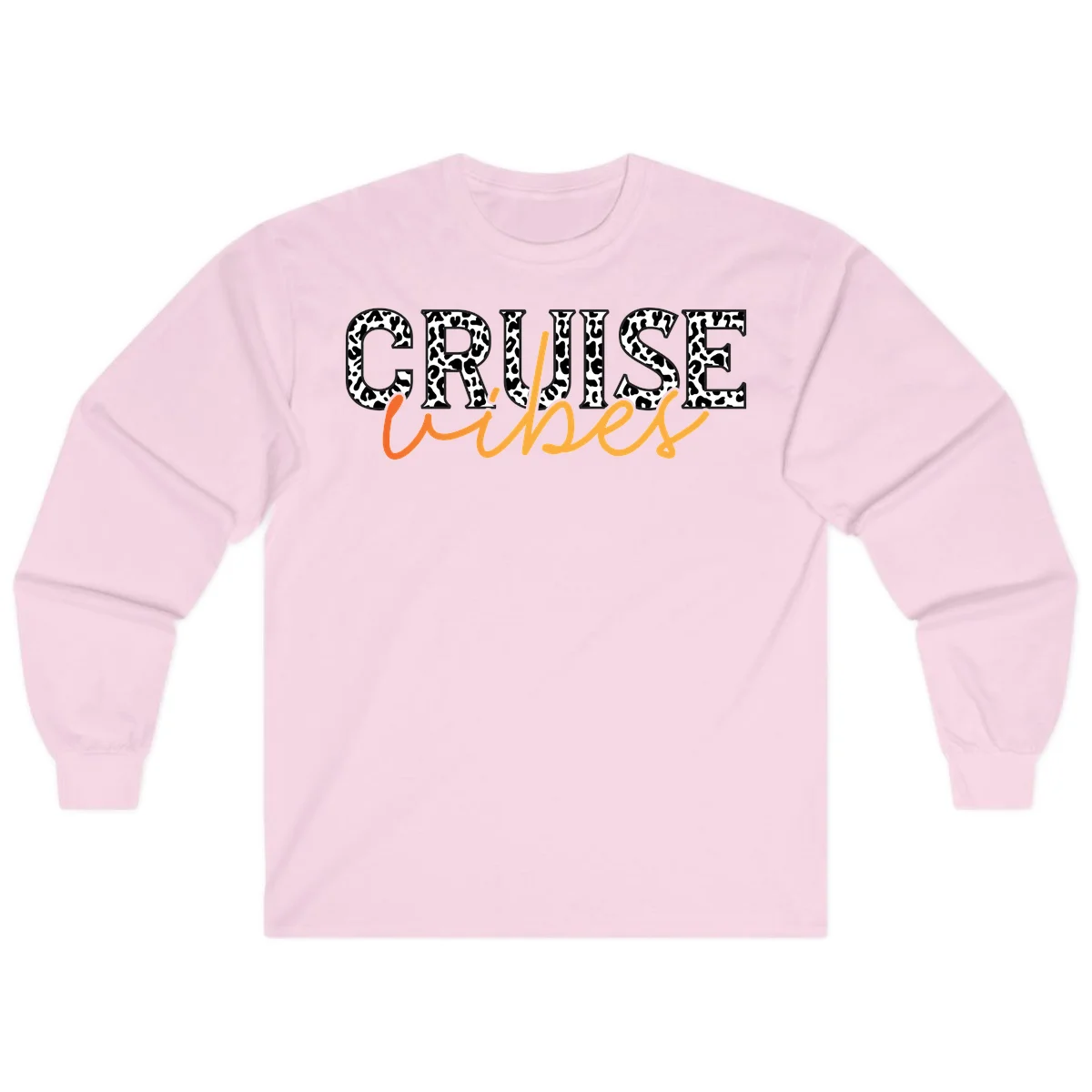 Cruise Vibes Leopard Print Long Sleeve T-Shirt in Light Pink