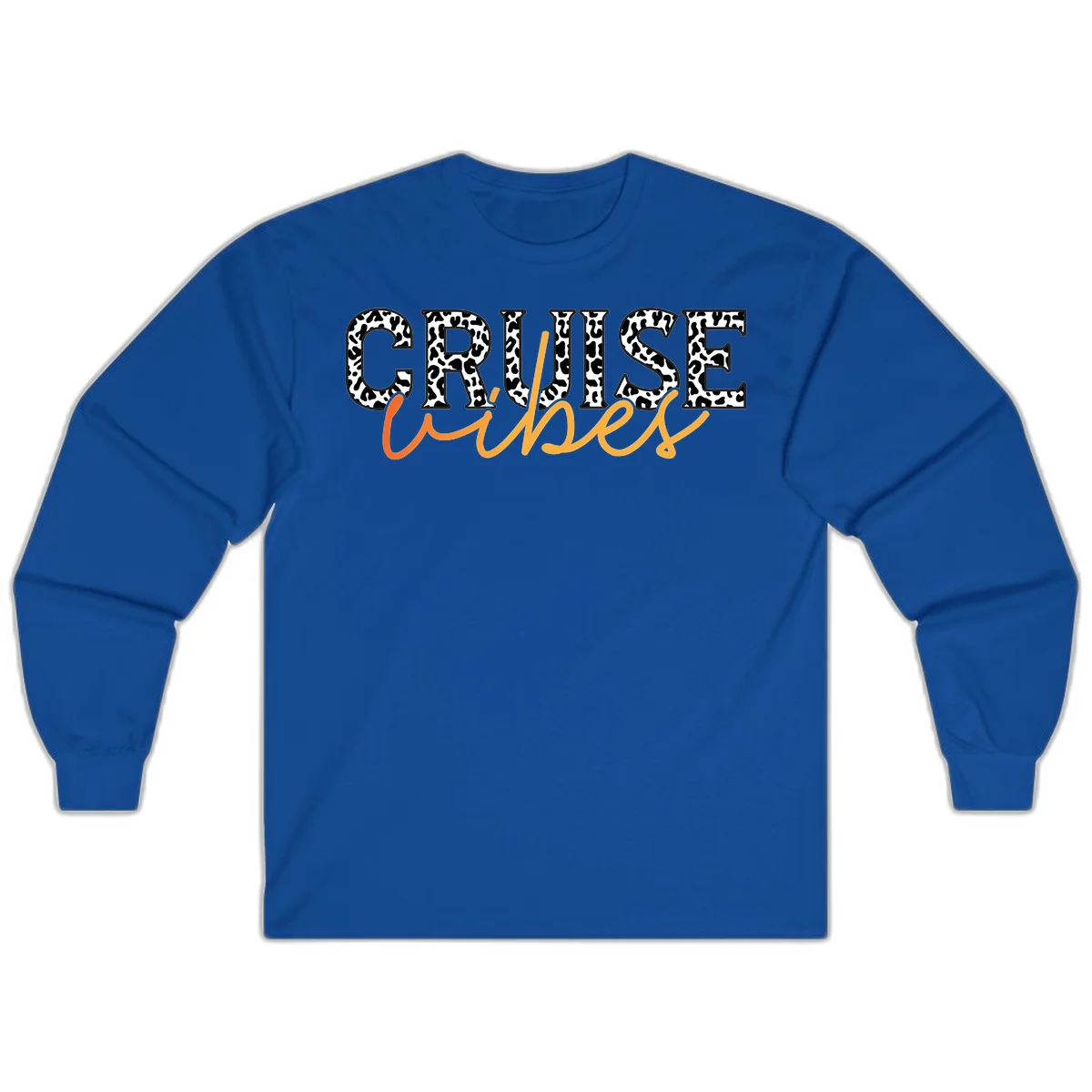 Cruise Vibes Leopard Print Long Sleeve T-Shirt in Royal