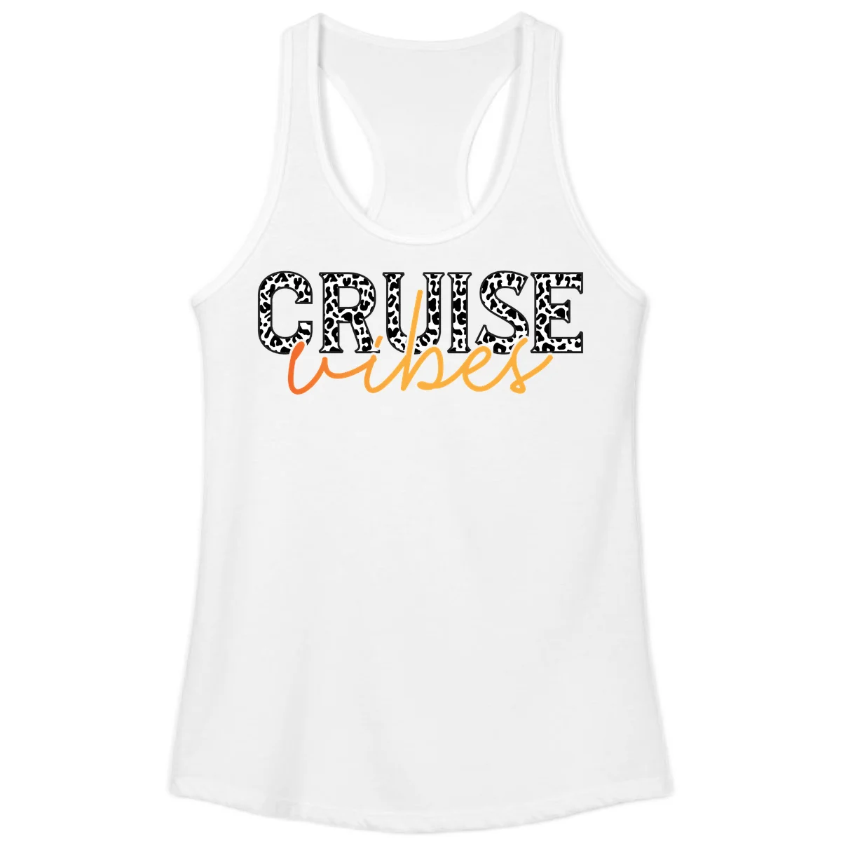 Cruise Vibes Leopard Print Ladies Tank in White