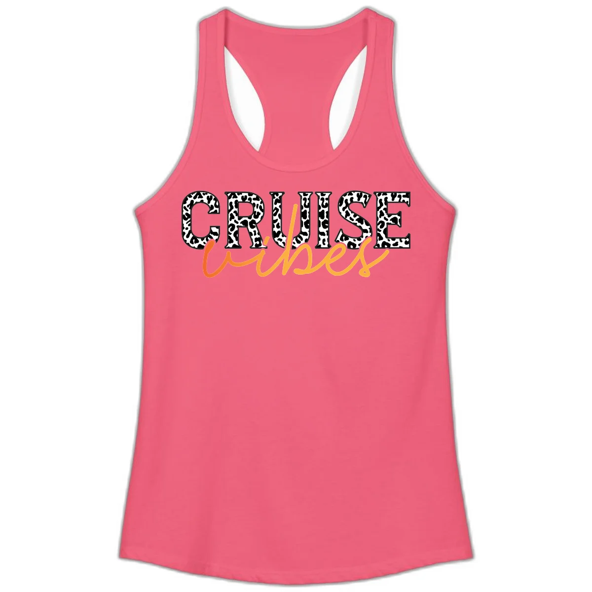Cruise Vibes Leopard Print Ladies Tank in Hot Pink