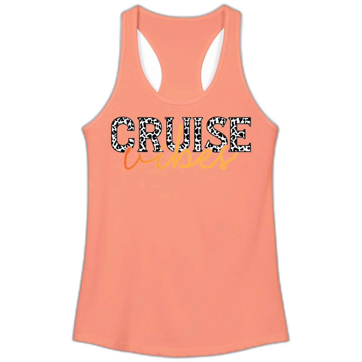 Cruise Vibes Leopard Print Ladies Tank in Solid Light Orange