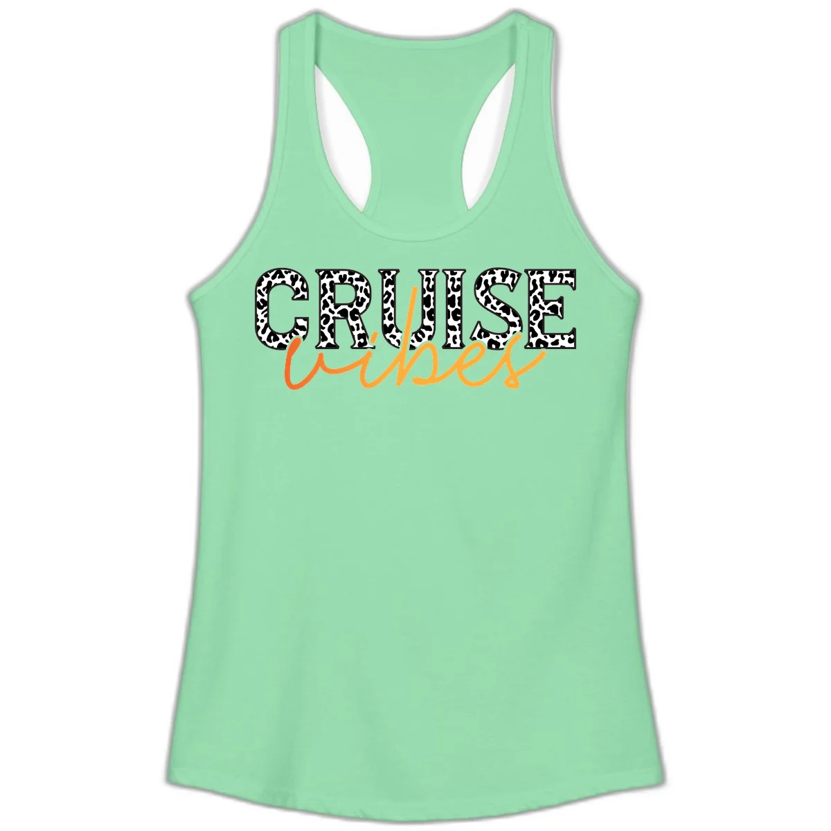 Cruise Vibes Leopard Print Ladies Tank in Solid Mint