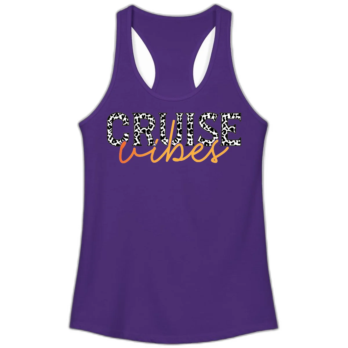 Cruise Vibes Leopard Print Ladies Tank in Solid Purple Rush