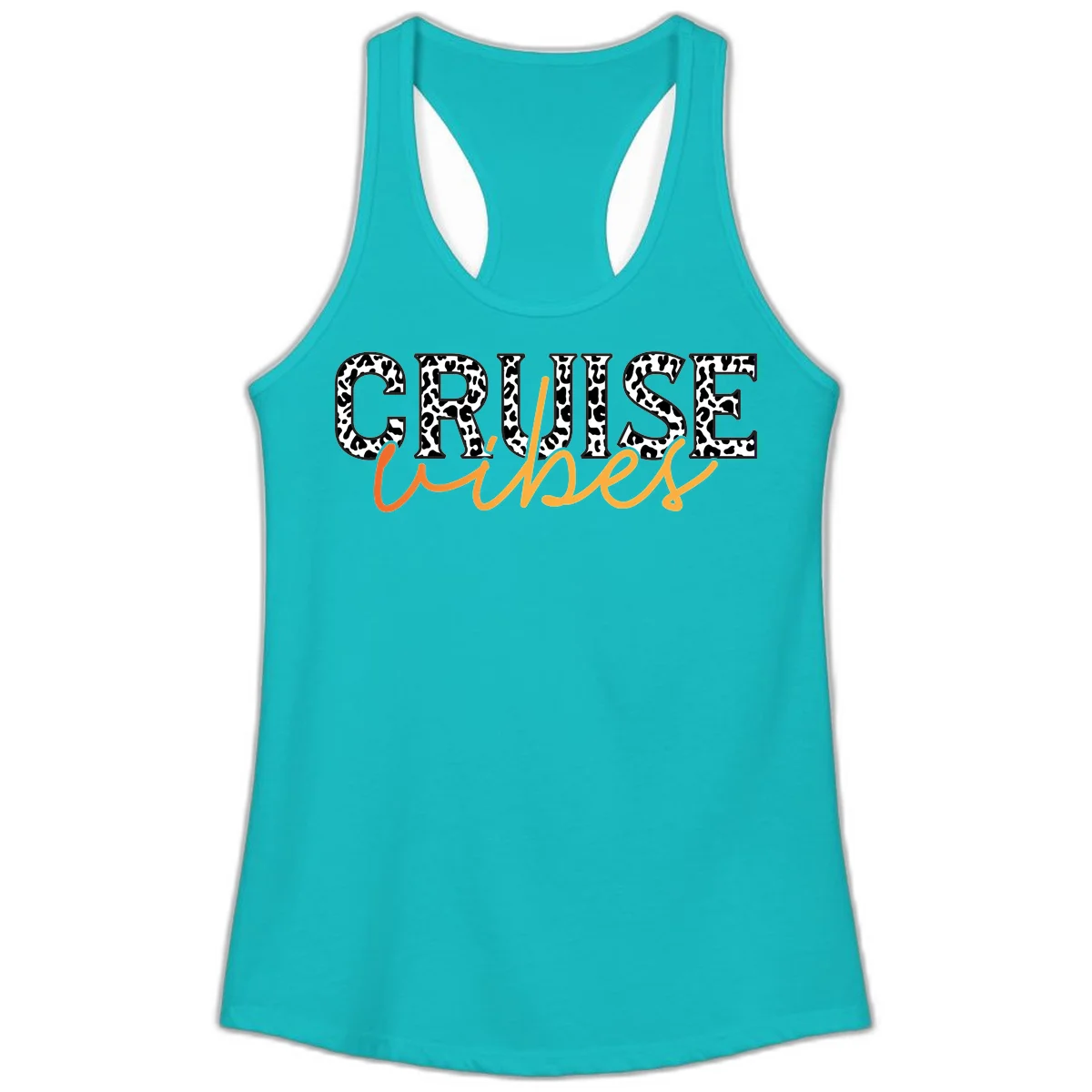 Cruise Vibes Leopard Print Ladies Tank in Tahiti Blue