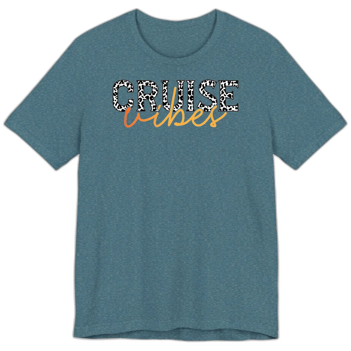 Cruise Vibes Leopard Print Premium T-Shirt in Heather Deep Teal