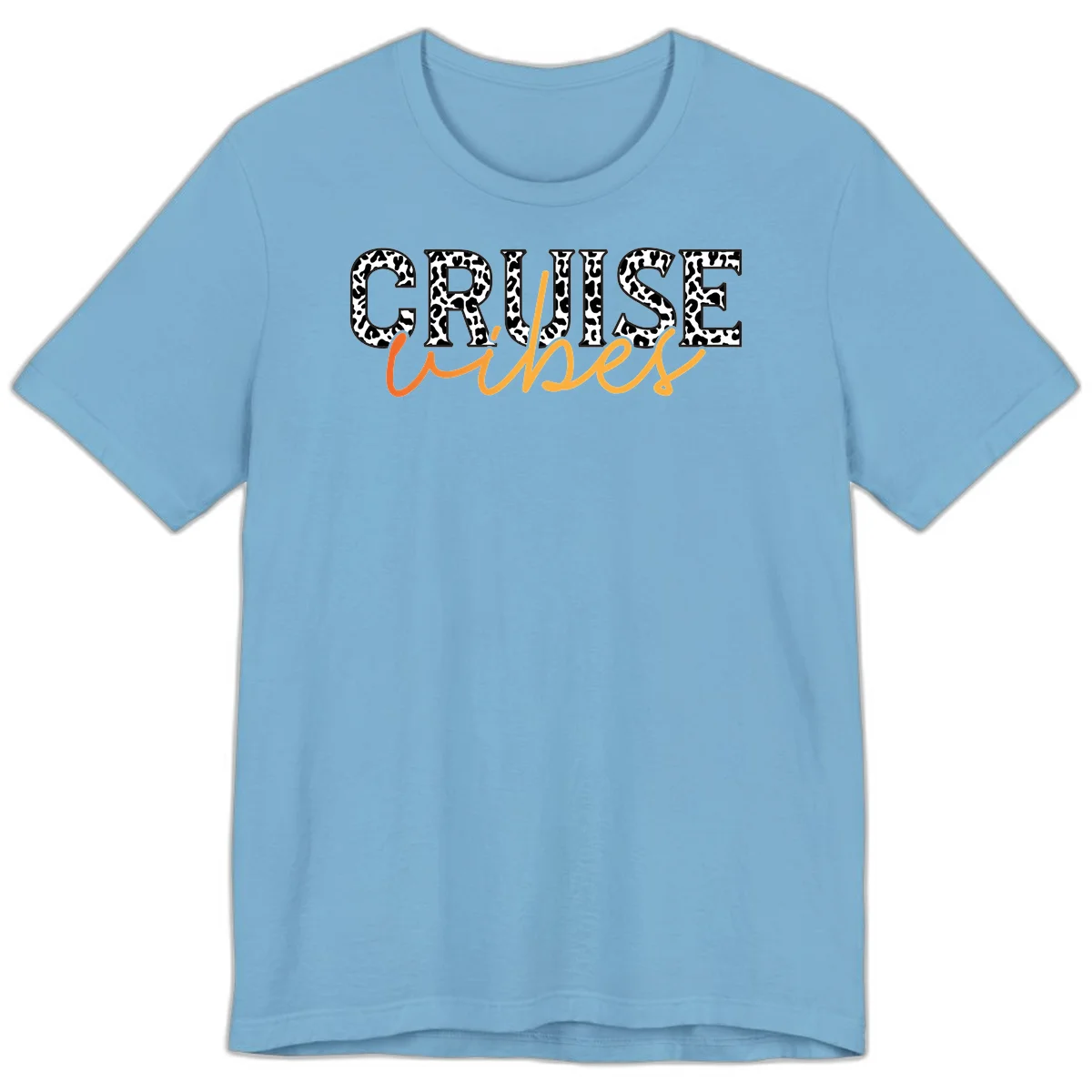 Cruise Vibes Leopard Print Premium T-Shirt in Ocean Blue