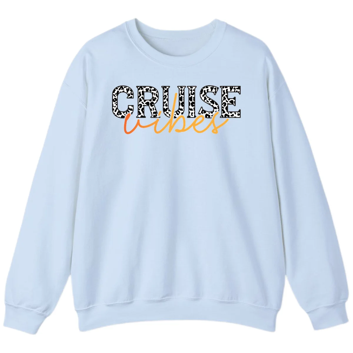 Cruise Vibes Leopard Print Sweatshirt in Light Blue