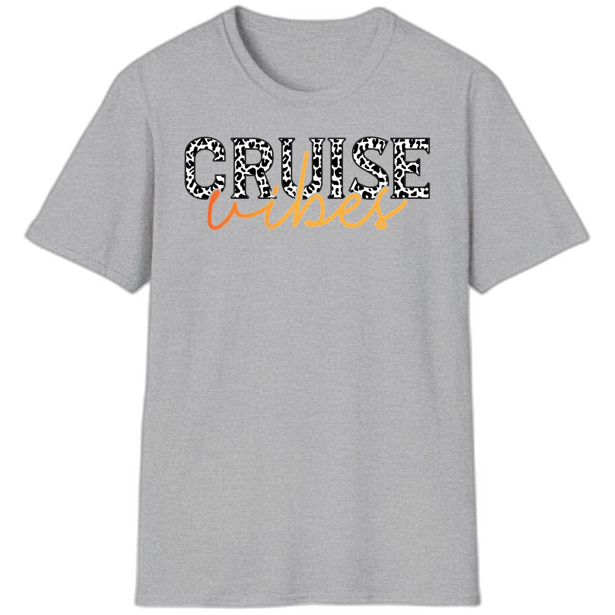 Cruise Vibes Leopard Print T-Shirt in Sport Grey