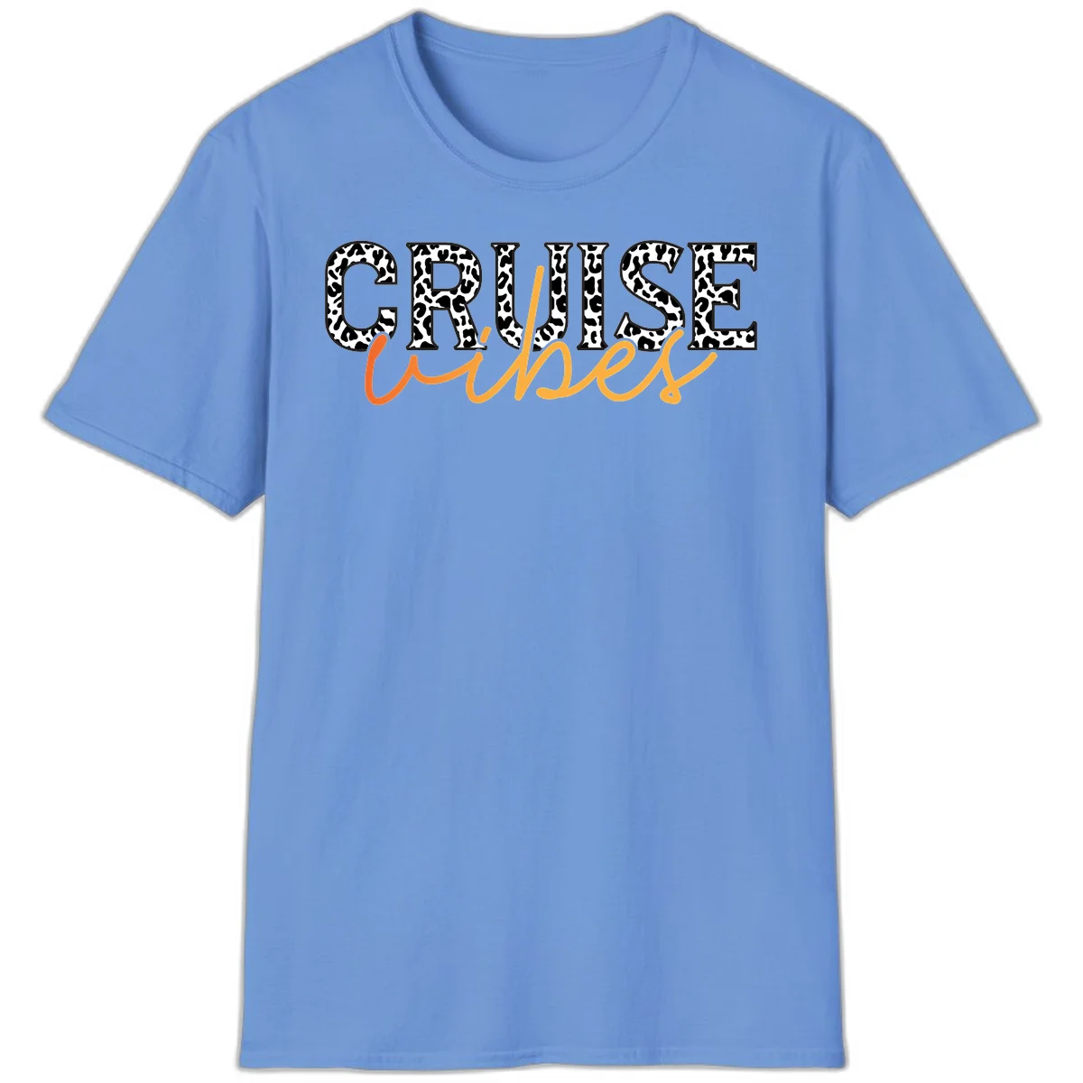 Cruise Vibes Leopard Print T-Shirt in Carolina Blue