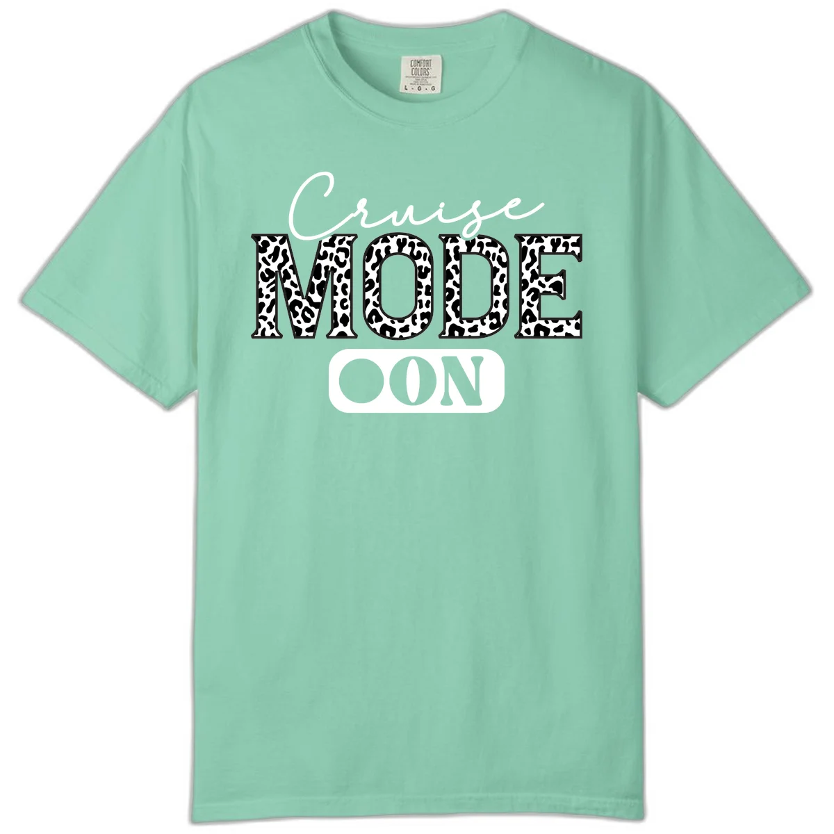 Cruise Mood Leopard Print Comfort Color Tee in Island Reef