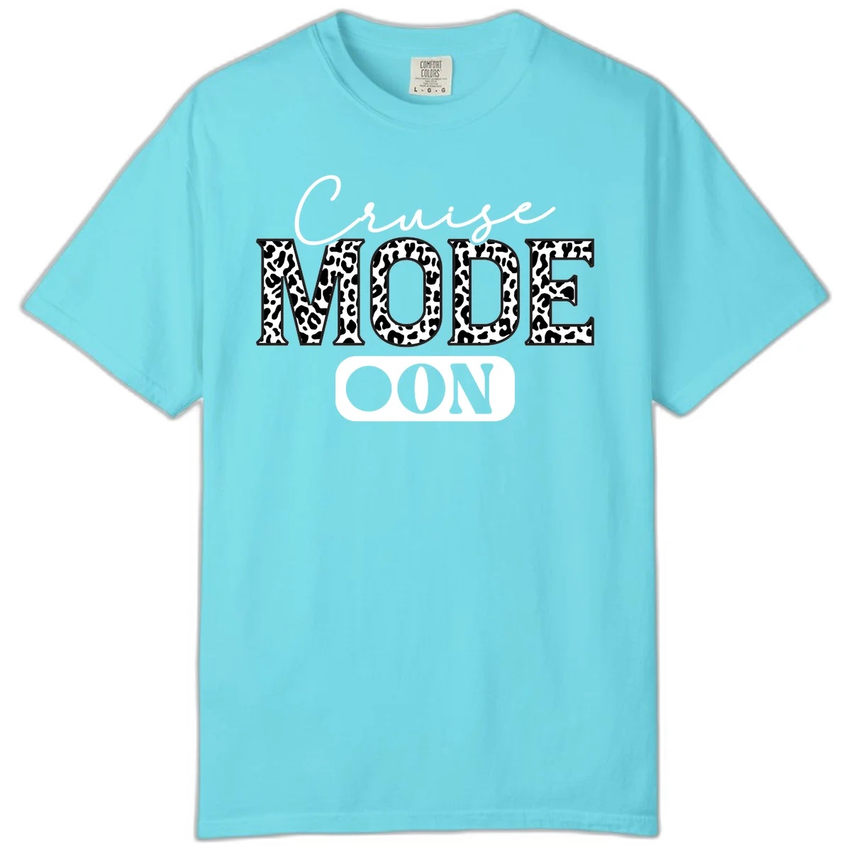 Cruise Mood Leopard Print Comfort Color Tee in Lagoon Blue