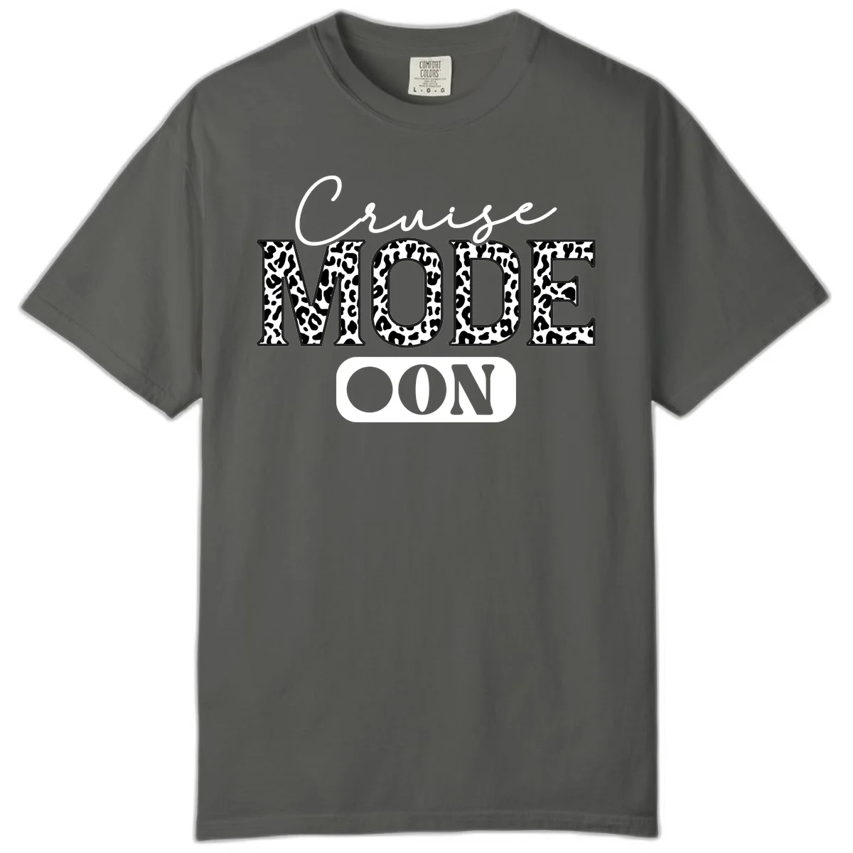 Cruise Mood Leopard Print Comfort Color Tee in Pepper