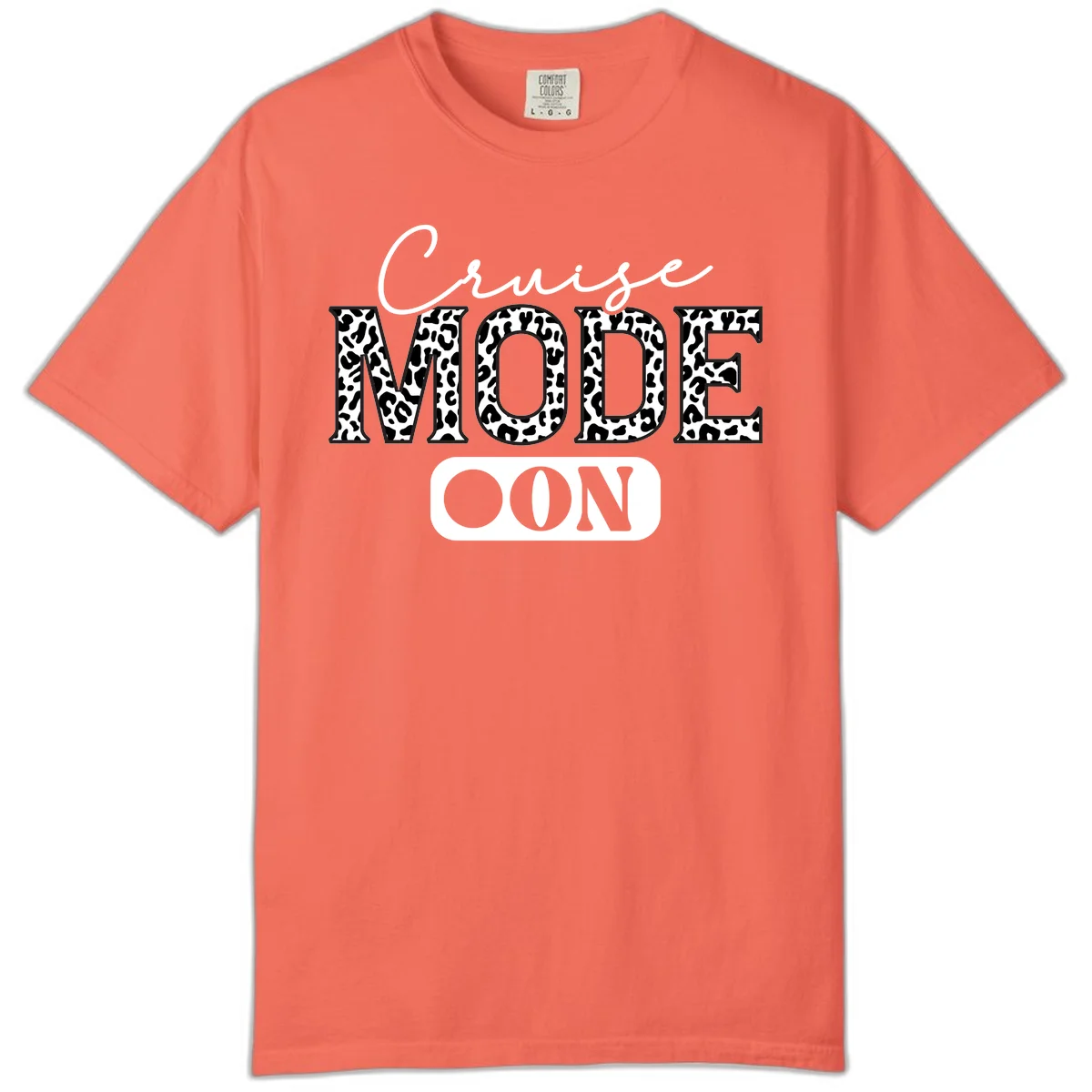 Cruise Mood Leopard Print Comfort Color Tee in Bright Salmon