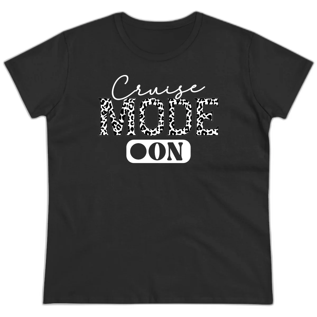 Cruise Mood Leopard Print Ladies Tee in Black