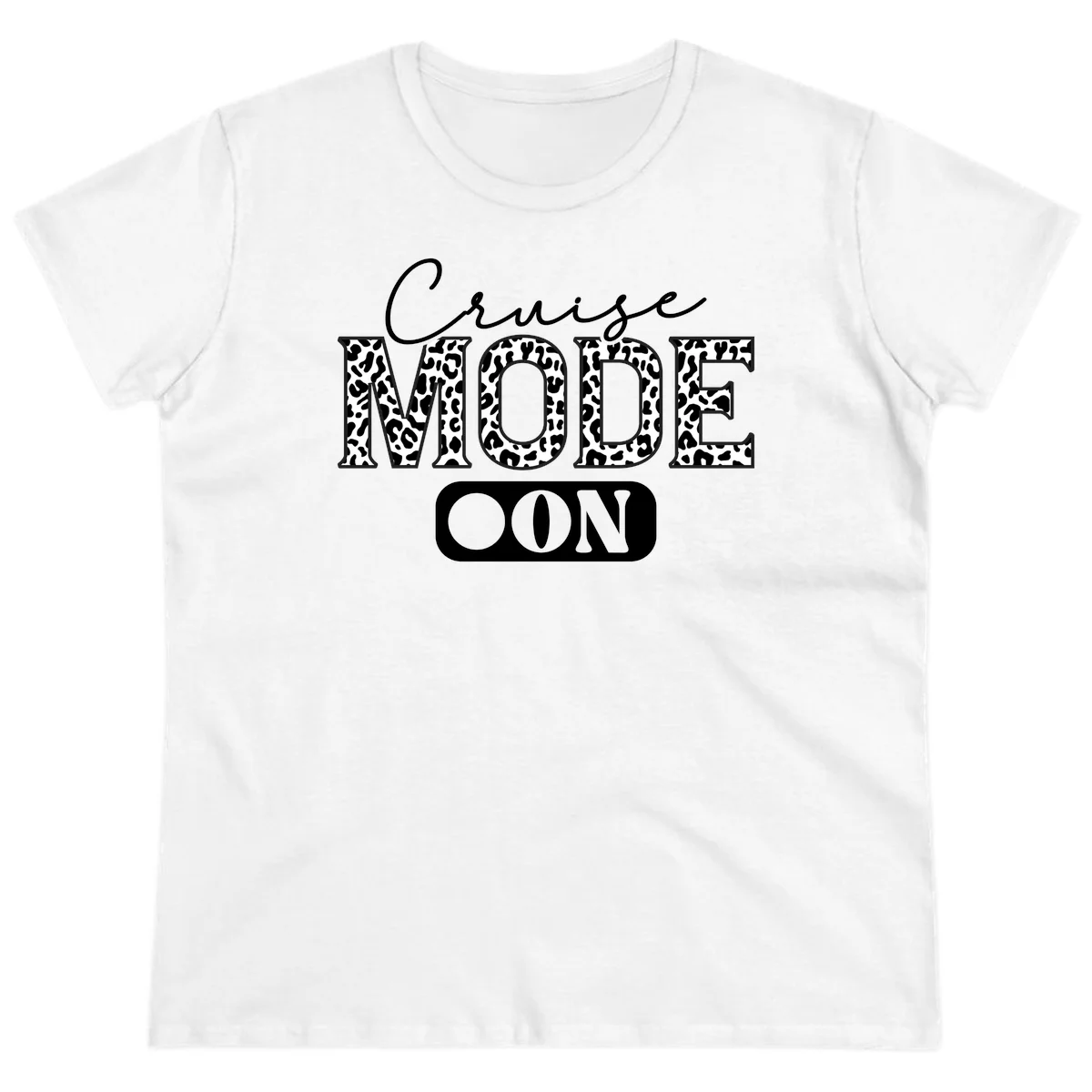 Cruise Mood Leopard Print Ladies Tee in White