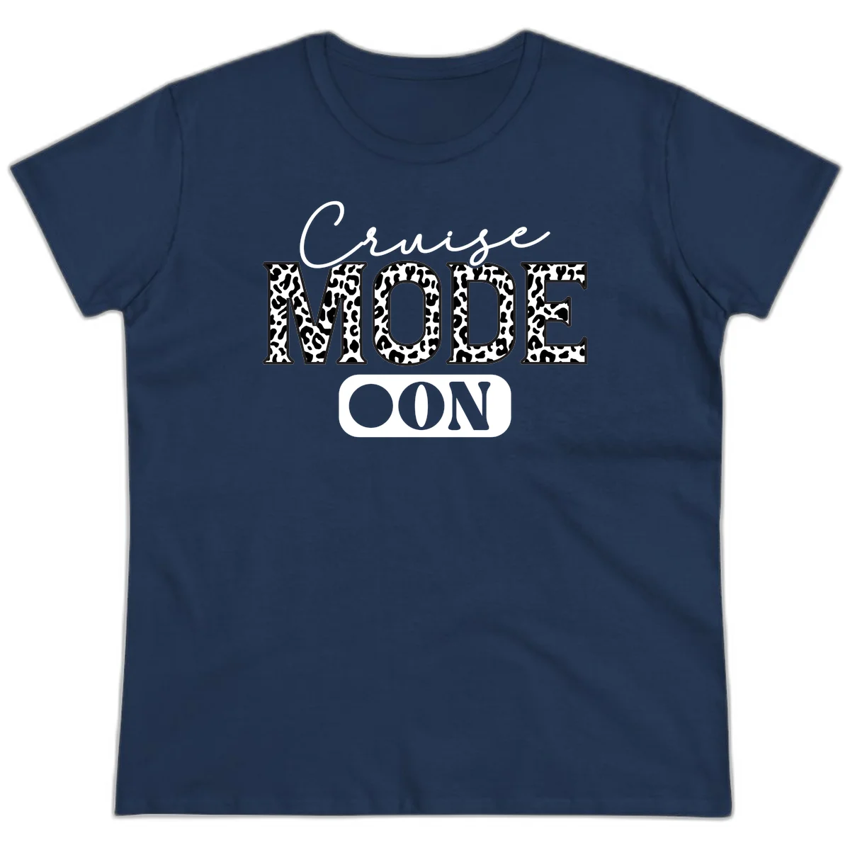 Cruise Mood Leopard Print Ladies Tee in Navy
