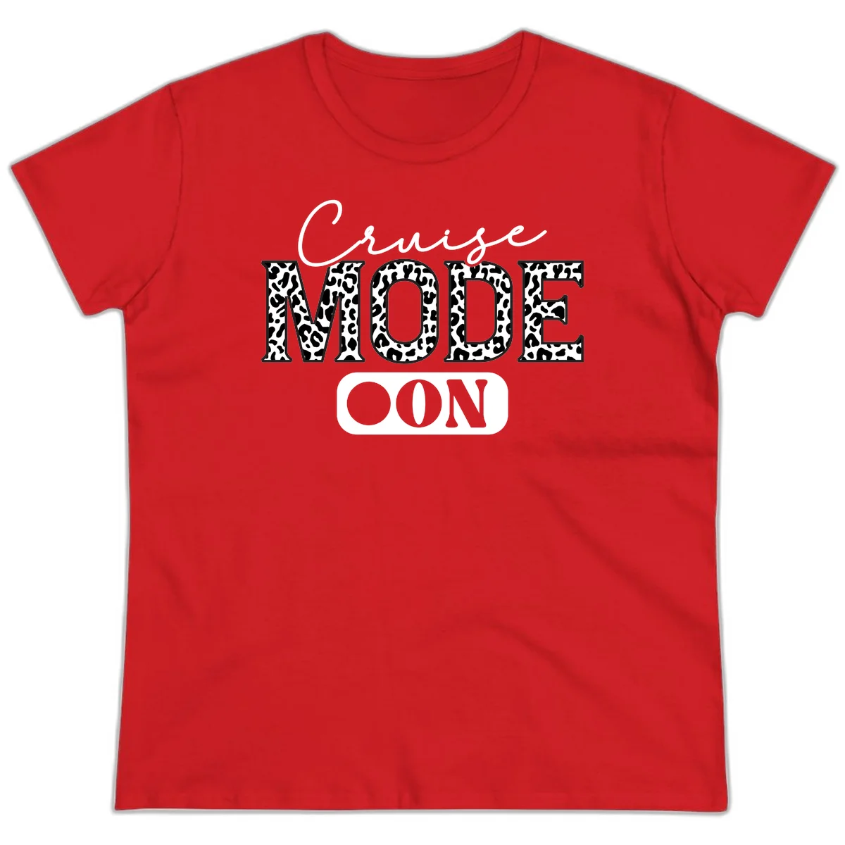 Cruise Mood Leopard Print Ladies Tee in Red
