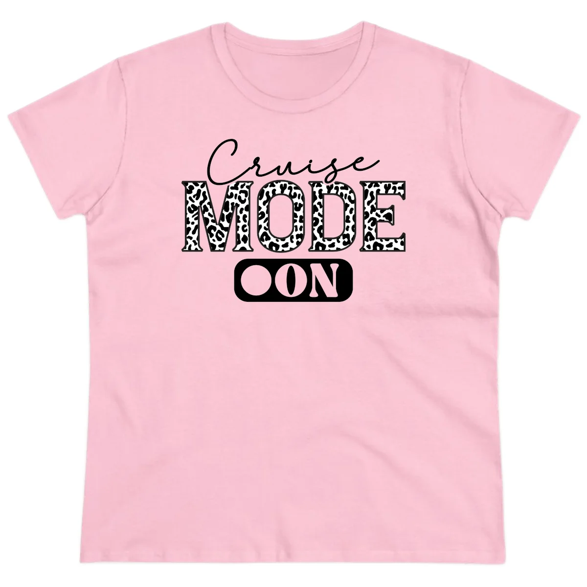 Cruise Mood Leopard Print Ladies Tee in Light Pink