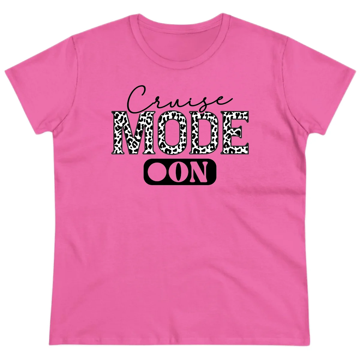 Cruise Mood Leopard Print Ladies Tee in Azalea