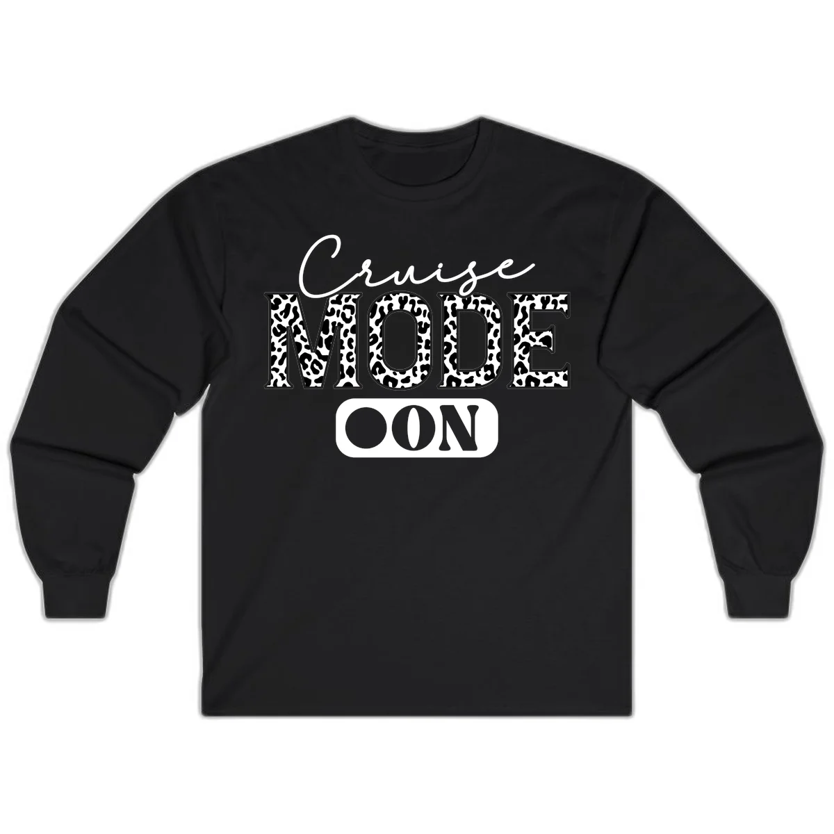 Cruise Mood Leopard Print Long Sleeve Tee in Black