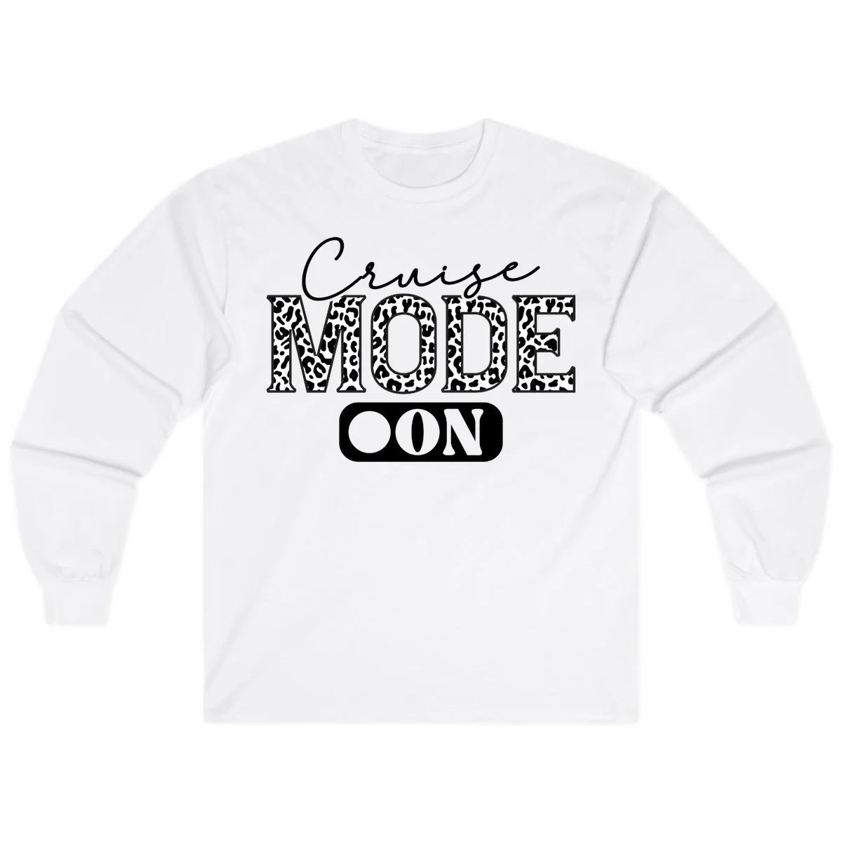 Cruise Mood Leopard Print Long Sleeve Tee in White