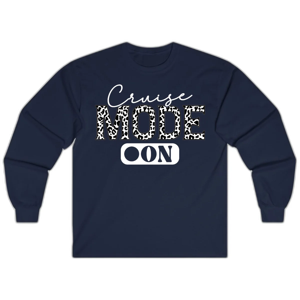 Cruise Mood Leopard Print Long Sleeve Tee in Navy
